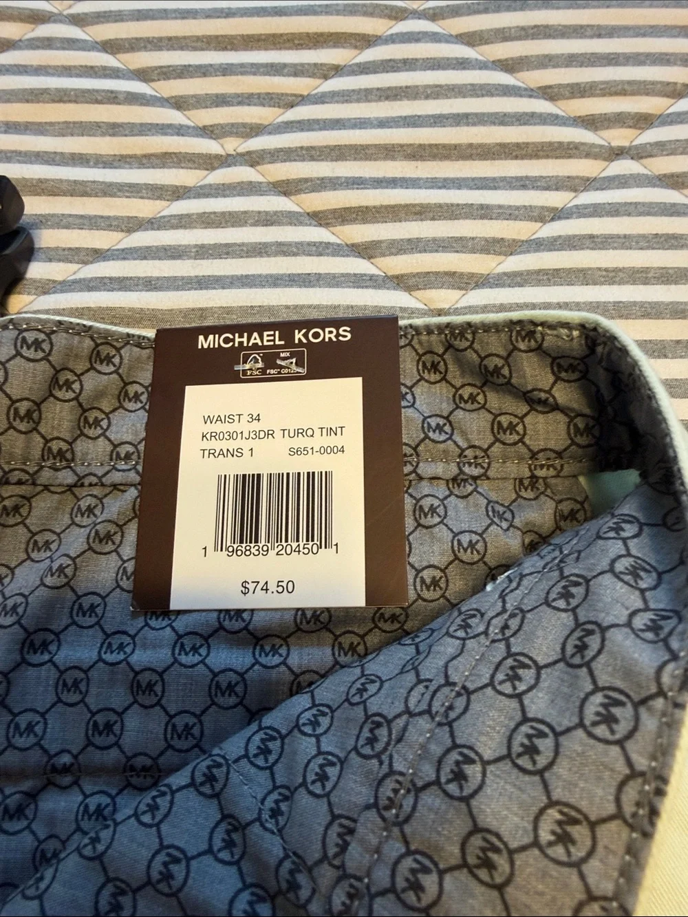 Michael Kors Turquoise Tint Pants with Signature MK Lining